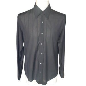 Hugo Boss SZ M Fitted 100% Cotton Black on Black Striped Button Up Men's Shirt